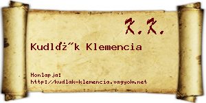 Kudlák Klemencia névjegykártya